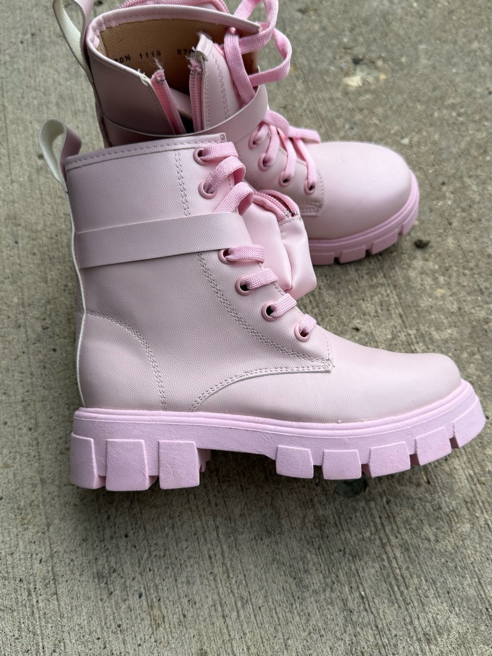 Girl's Pastel Pink Platform Combat Boots
